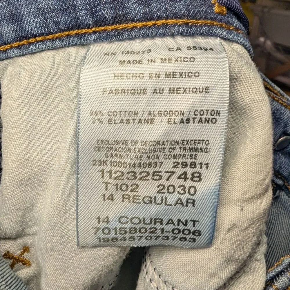 Wrangler Boys Classic Straight Jeans Size 14 Regular Medium Wash Stretch Denim